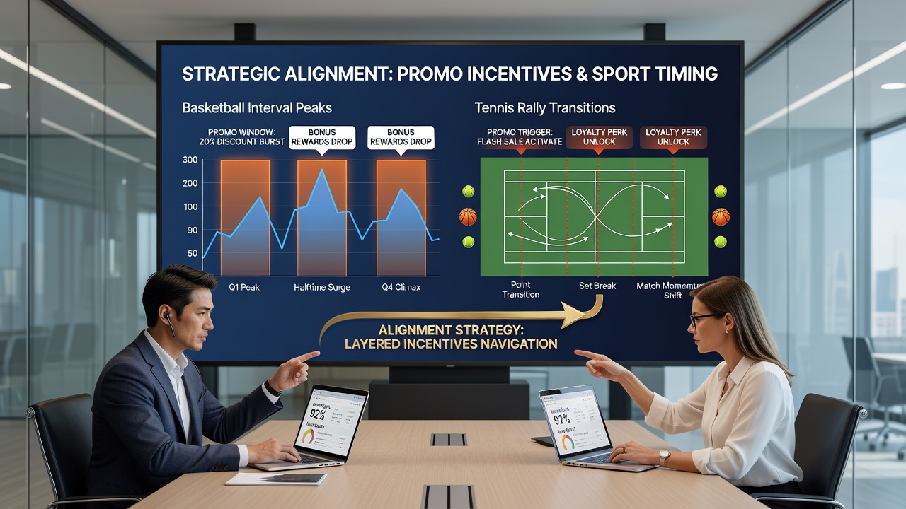 Darstellung von Datenkorrelationen zwischen Basketball-Intervallen und Tennis-Rallyes mit Fokus auf Promo-Schichten